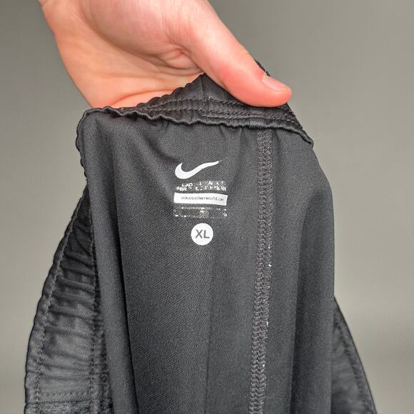 Vintage Y2K Nike Sweatpants Mens XL Baggy Wide Leg Black Grey Swoosh Polyester - Picture 4 of 4